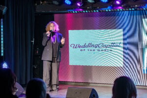 Lynn Goya speaks at the State of Wedding Tourism